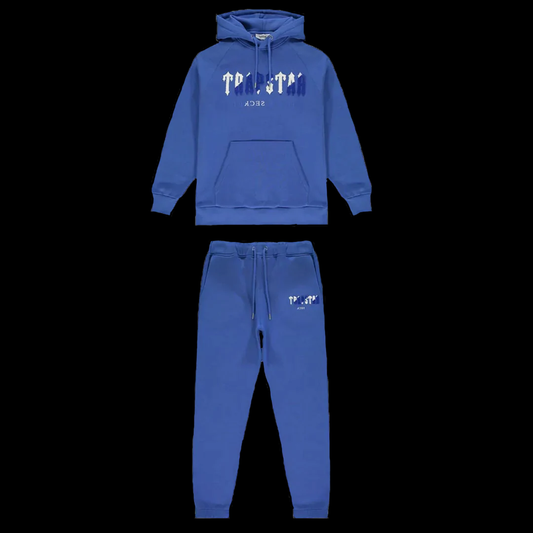 TRAPSTAR CHENILLE DECODED HOODED TRACKSUIT- DAZZLING BLUE/WHITE