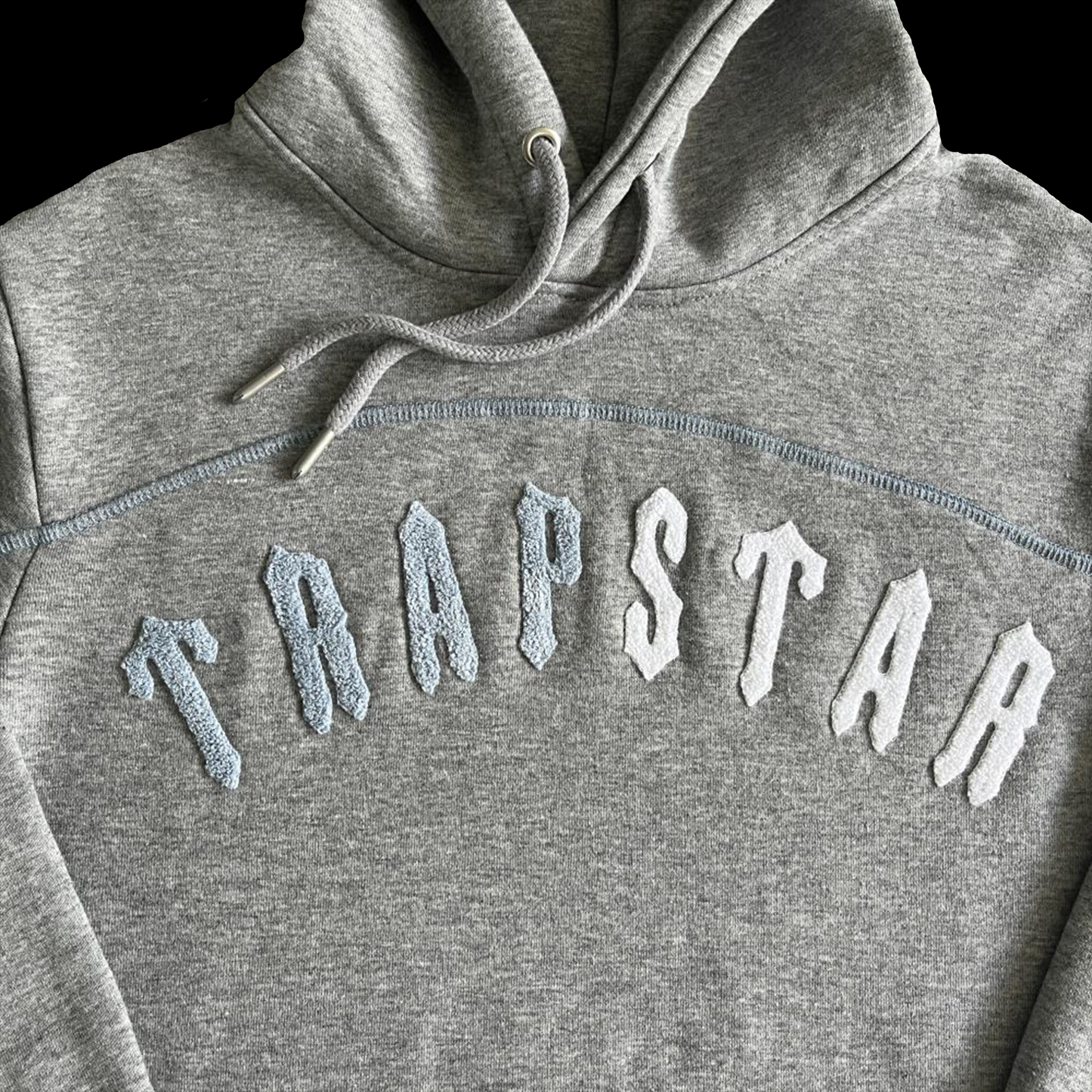 TRAPSTAR IRONGATE CHENILLE ARCH HOODED TRACKSUIT - GREY / ICE BLUE
