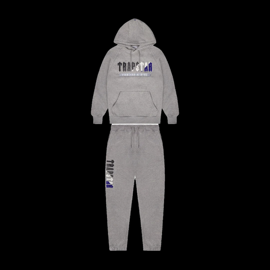 TRAPSTAR CHENILLE DECODED 2.0 HOODED TRACKSUIT - GREY/DAZZLING BLUE
