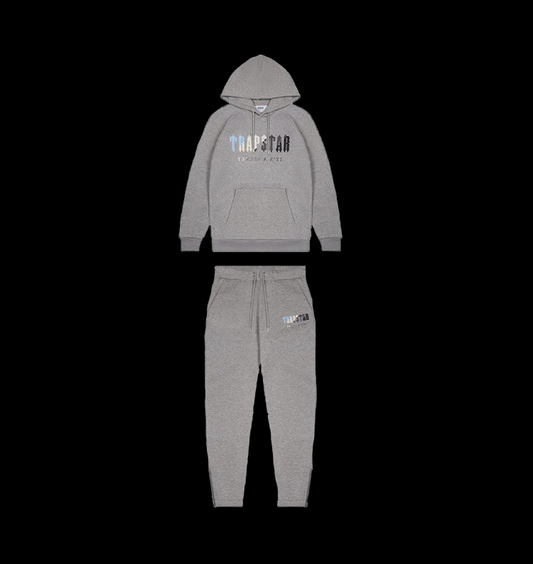 TRAPSTAR CHENILLE DECODED HOODED TRACKSUIT -GREY ICE FLAVOURS EDITION