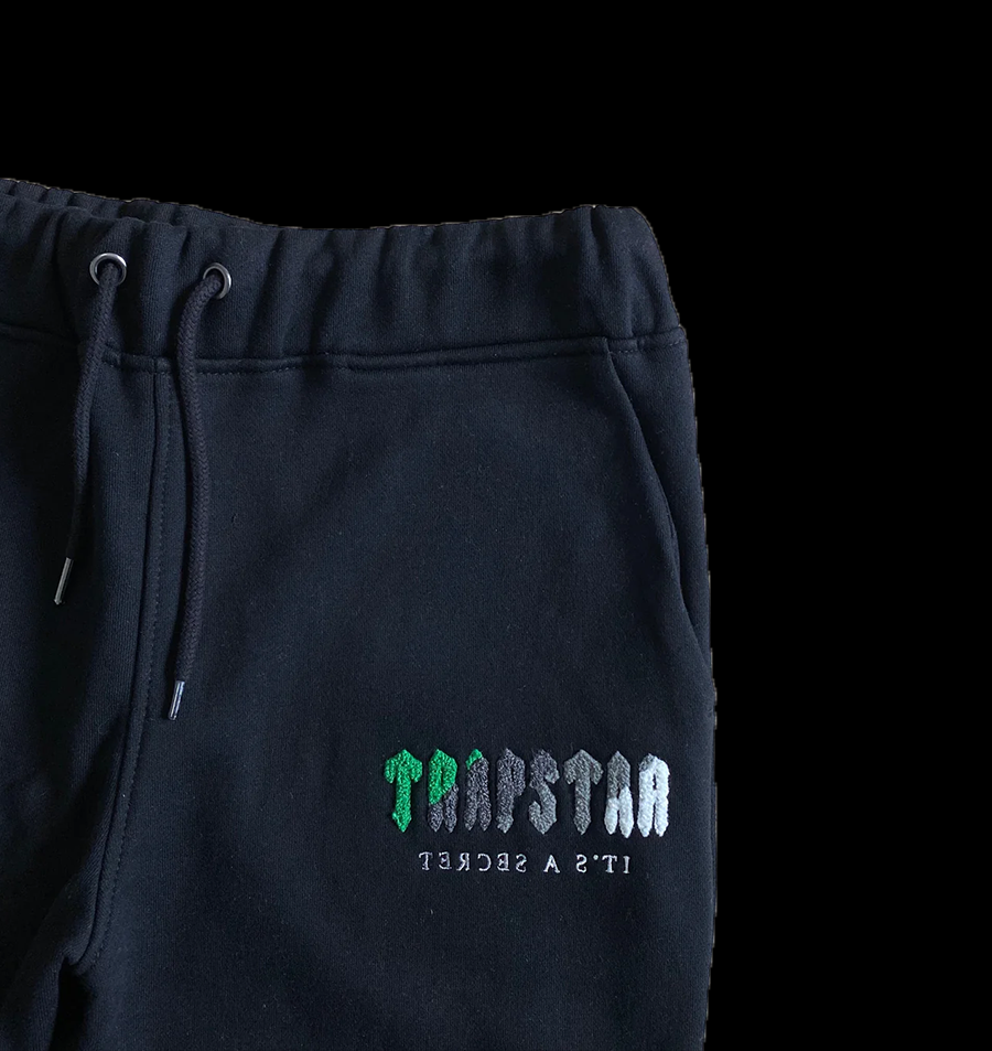TRAPSTAR CHENILLE DECODED HOODED TRACKSUIT - BLACK/GREEN BEE